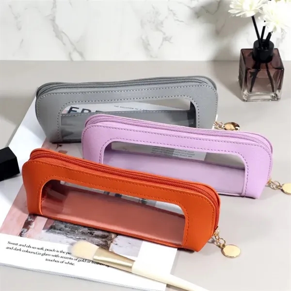 Large Capacity Waterproof Transparent PU Zipper Pencil Case - Large Capacity Waterproof Transparent PU Zipper Pencil Case - Image 4 of 4