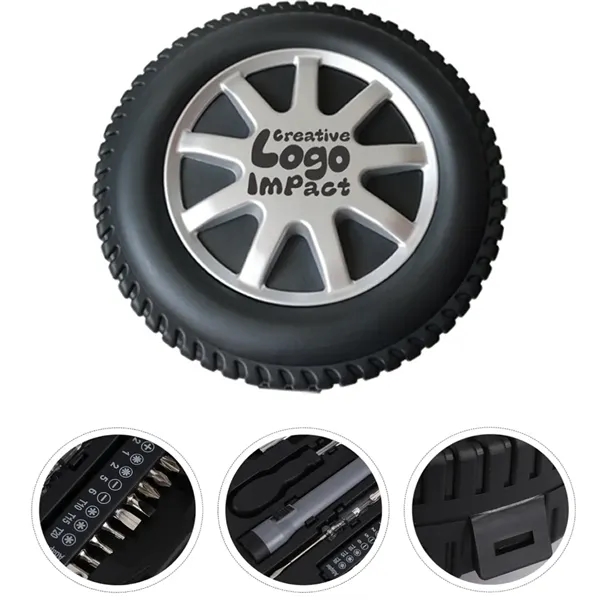 29 in 1 Tire Shaped Tool Kit for DIY Auto and Home Repairs - 29 in 1 Tire Shaped Tool Kit for DIY Auto and Home Repairs - Image 0 of 3