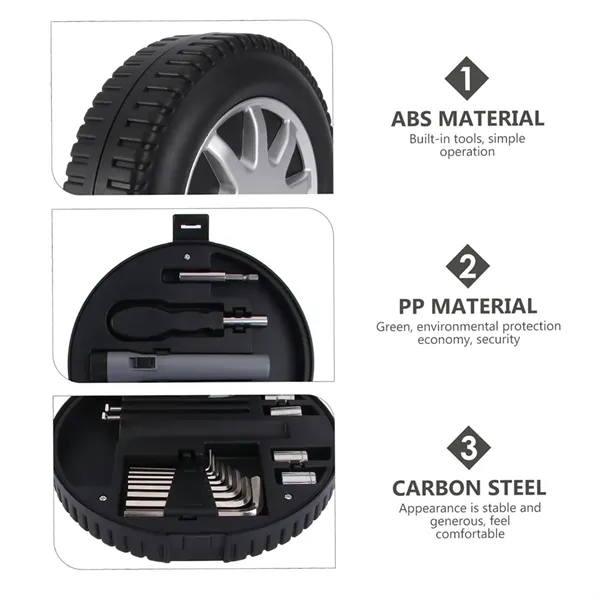 29 in 1 Tire Shaped Tool Kit for DIY Auto and Home Repairs - 29 in 1 Tire Shaped Tool Kit for DIY Auto and Home Repairs - Image 3 of 3