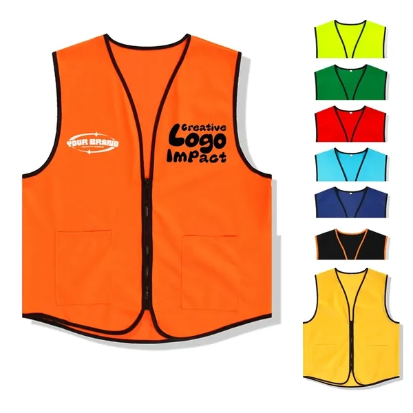 Unisex Zipper Safety Vest for Events Volunteers - Unisex Zipper Safety Vest for Events Volunteers - Image 0 of 2