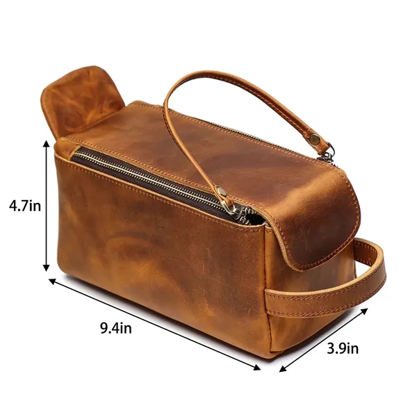 Vintage Handbag Genuine Leather Toiletry Storage Bag - Vintage Handbag Genuine Leather Toiletry Storage Bag - Image 1 of 8