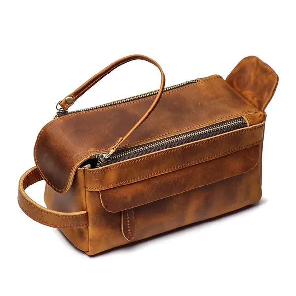 Vintage Handbag Genuine Leather Toiletry Storage Bag - Vintage Handbag Genuine Leather Toiletry Storage Bag - Image 2 of 8