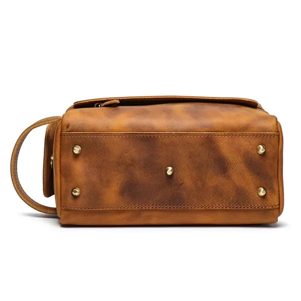 Vintage Handbag Genuine Leather Toiletry Storage Bag - Vintage Handbag Genuine Leather Toiletry Storage Bag - Image 3 of 8