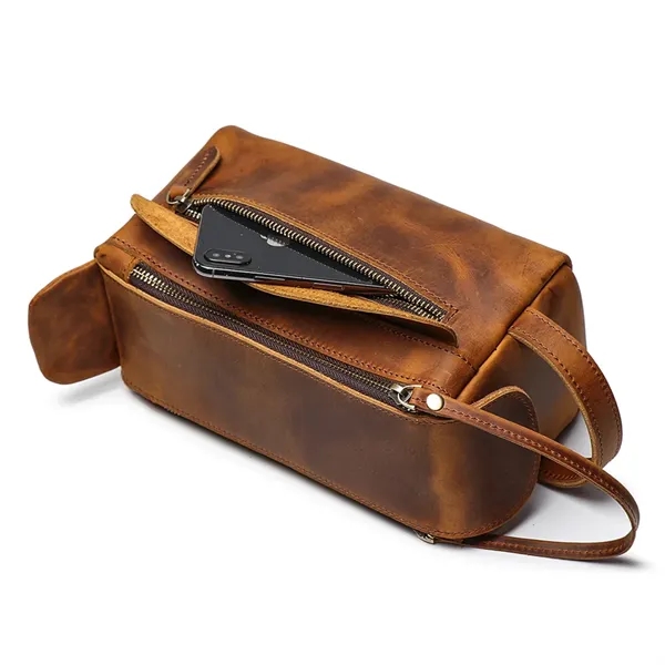 Vintage Handbag Genuine Leather Toiletry Storage Bag - Vintage Handbag Genuine Leather Toiletry Storage Bag - Image 4 of 8