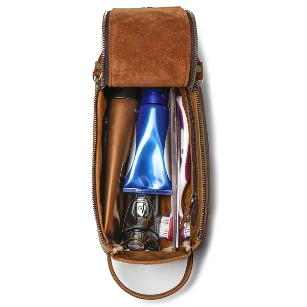 Vintage Handbag Genuine Leather Toiletry Storage Bag - Vintage Handbag Genuine Leather Toiletry Storage Bag - Image 6 of 8