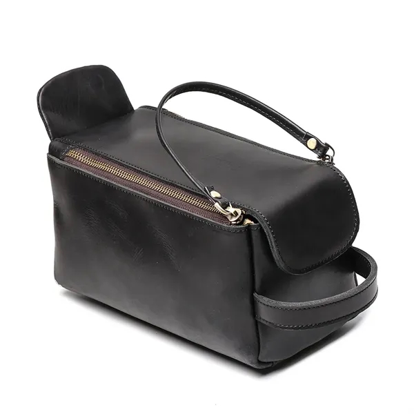 Vintage Handbag Genuine Leather Toiletry Storage Bag - Vintage Handbag Genuine Leather Toiletry Storage Bag - Image 7 of 8