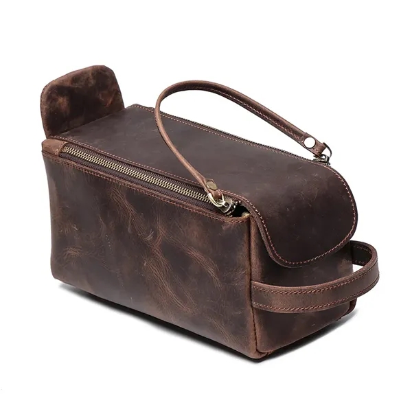 Vintage Handbag Genuine Leather Toiletry Storage Bag - Vintage Handbag Genuine Leather Toiletry Storage Bag - Image 8 of 8