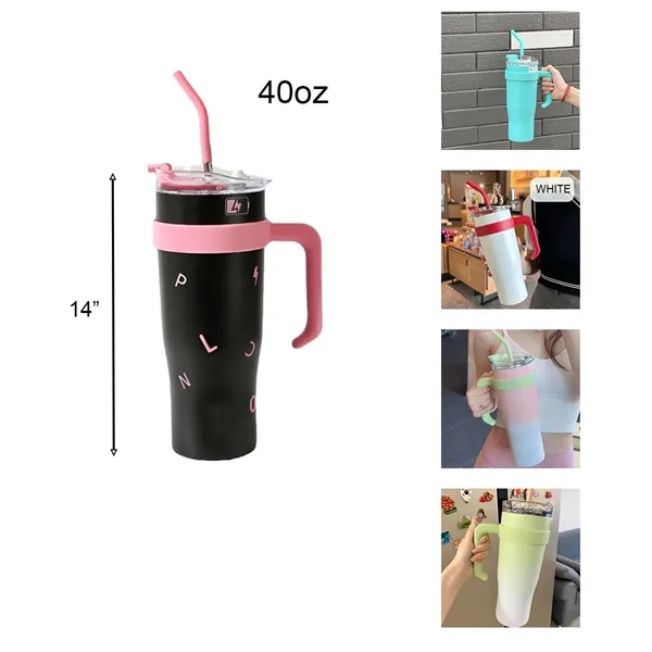 Fashion 40 Oz Stainless Steel Tumbler With Straw - Fashion 40 Oz Stainless Steel Tumbler With Straw - Image 0 of 1