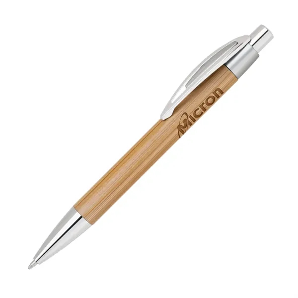 Bamboo-I Retractable Eco-Friendly Pens with Chrome Trims - Bamboo-I Retractable Eco-Friendly Pens with Chrome Trims - Image 0 of 2