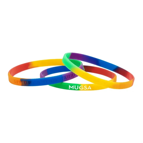 1/4" Rush Segmented Rainbow Silicone Wristband - 1/4" Rush Segmented Rainbow Silicone Wristband - Image 0 of 1