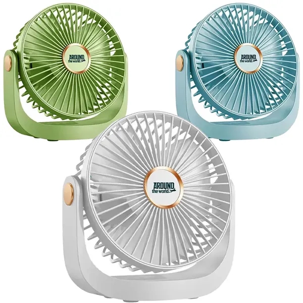5-Speed Portable Rechargeable Desk Fan with Cover - 5-Speed Portable Rechargeable Desk Fan with Cover - Image 0 of 4
