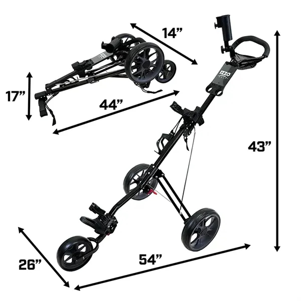 Izzo Feather-Lite 3-Wheel Push Cart - Izzo Feather-Lite 3-Wheel Push Cart - Image 0 of 2