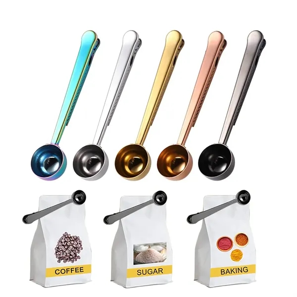 2-in-1 Stainless Steel Coffee Scoop Clip - 2-in-1 Stainless Steel Coffee Scoop Clip - Image 0 of 2
