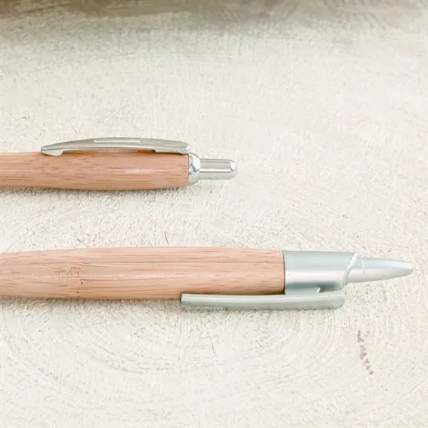 Bamboo-I Retractable Eco-Friendly Pens with Chrome Trims - Bamboo-I Retractable Eco-Friendly Pens with Chrome Trims - Image 2 of 2