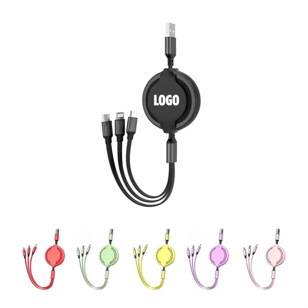 3-in-1Retractable USB Mobile Charging Cable - 3-in-1Retractable USB Mobile Charging Cable - Image 0 of 1