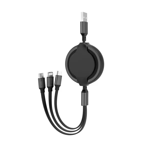3-in-1Retractable USB Mobile Charging Cable - 3-in-1Retractable USB Mobile Charging Cable - Image 1 of 1
