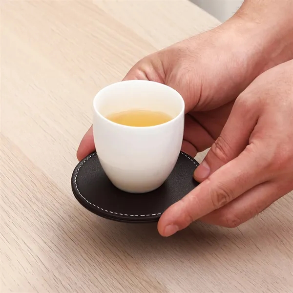 Round Leather Coaster Set