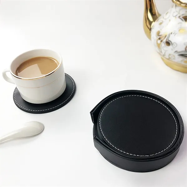 Round Leather Coaster Set