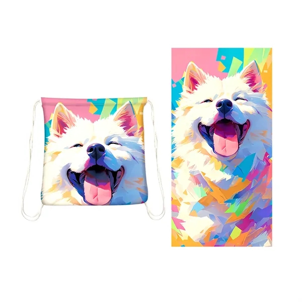 Microfiber Beach Towel Cinch Backpack - Microfiber Beach Towel Cinch Backpack - Image 1 of 6