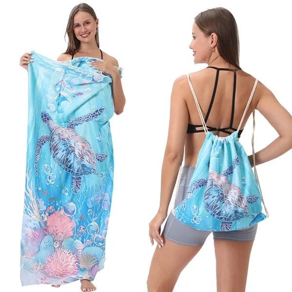 Microfiber Beach Towel Cinch Backpack - Microfiber Beach Towel Cinch Backpack - Image 3 of 6