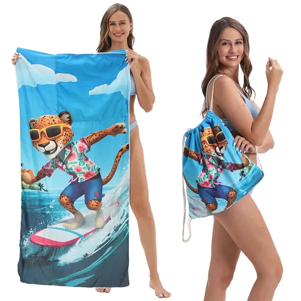 Microfiber Beach Towel Cinch Backpack - Microfiber Beach Towel Cinch Backpack - Image 5 of 6