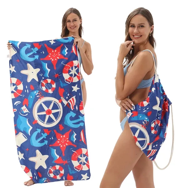 Microfiber Beach Towel Cinch Backpack - Microfiber Beach Towel Cinch Backpack - Image 6 of 6