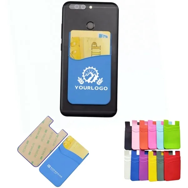 Adhesive Silicone Dual-Pocket Phone Wallet - Adhesive Silicone Dual-Pocket Phone Wallet - Image 0 of 4