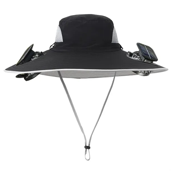 Wide Brim Sun Hats with 2 Solar Fan - Wide Brim Sun Hats with 2 Solar Fan - Image 1 of 5