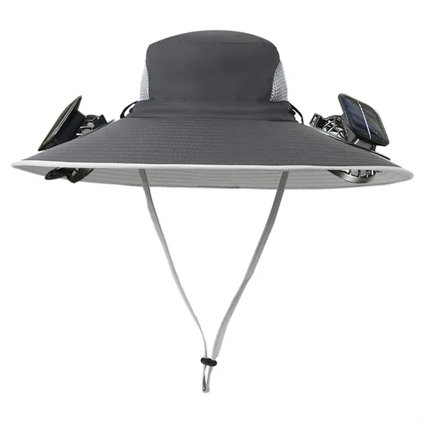 Wide Brim Sun Hats with 2 Solar Fan - Wide Brim Sun Hats with 2 Solar Fan - Image 2 of 5