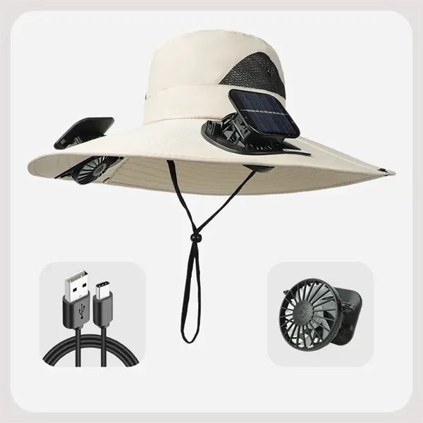Sun Hat with 2 Solar Fan - Sun Hat with 2 Solar Fan - Image 2 of 7