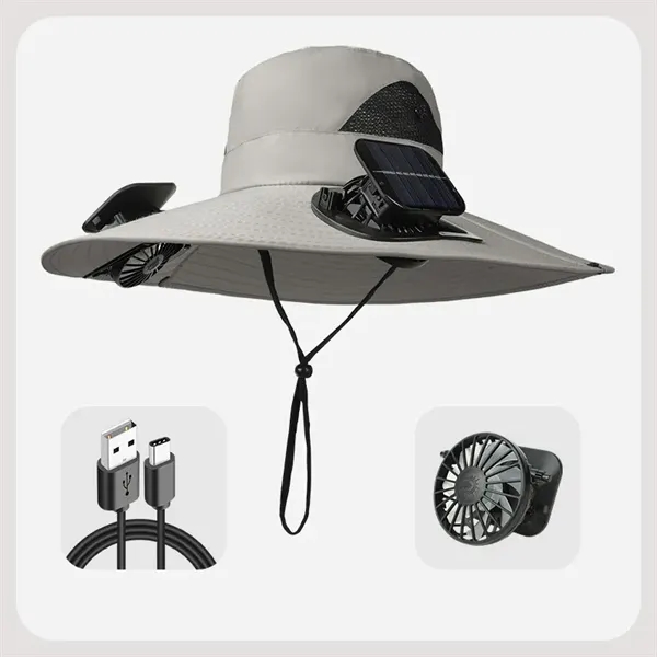 Sun Hat with 2 Solar Fan - Sun Hat with 2 Solar Fan - Image 3 of 7