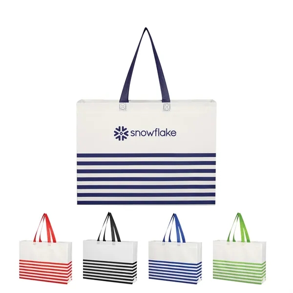 Non-Woven Horizontal Stripe Tote Bag - Non-Woven Horizontal Stripe Tote Bag - Image 0 of 15