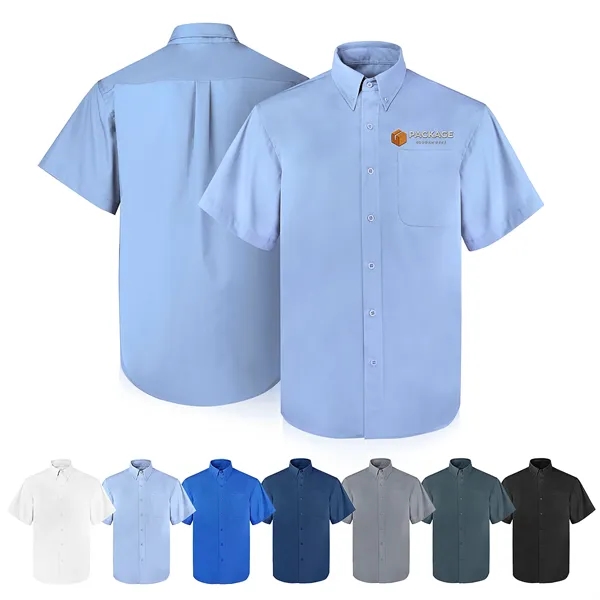 Men's Short Sleeve Twill Button Down Shirt - Men's Short Sleeve Twill Button Down Shirt - Image 0 of 7