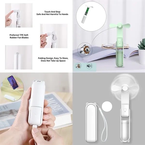 Foldable Handheld Fan Portable Power Bank Mini Cooling - Foldable Handheld Fan Portable Power Bank Mini Cooling - Image 1 of 3