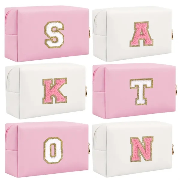 Monogrammed Cute Makeup Pouch with Zipper - Monogrammed Cute Makeup Pouch with Zipper - Image 0 of 3