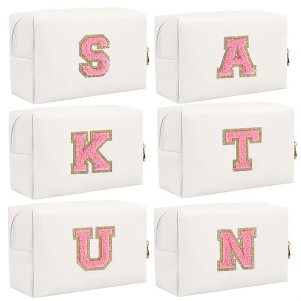 Monogrammed Cute Makeup Pouch with Zipper - Monogrammed Cute Makeup Pouch with Zipper - Image 2 of 3