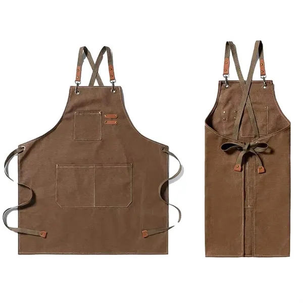Denim Aprons with Cross Back Adjustable Straps - Denim Aprons with Cross Back Adjustable Straps - Image 1 of 3
