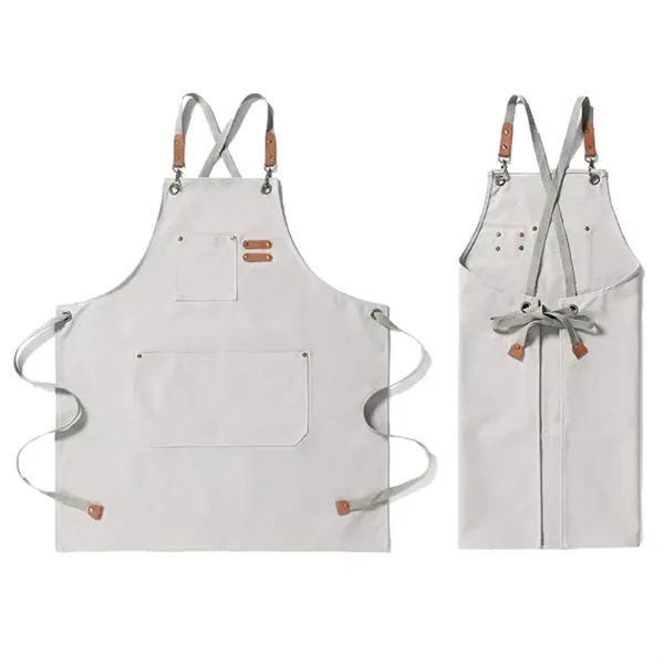 Denim Aprons with Cross Back Adjustable Straps - Denim Aprons with Cross Back Adjustable Straps - Image 3 of 3