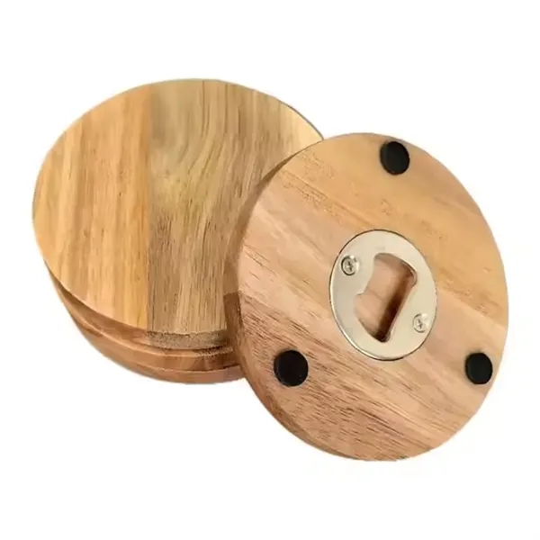 Bamboo Coaster Set With Bottle Opener - Bamboo Coaster Set With Bottle Opener - Image 1 of 4