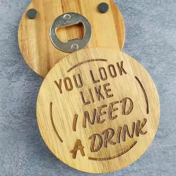 Bamboo Coaster Set With Bottle Opener - Bamboo Coaster Set With Bottle Opener - Image 3 of 4