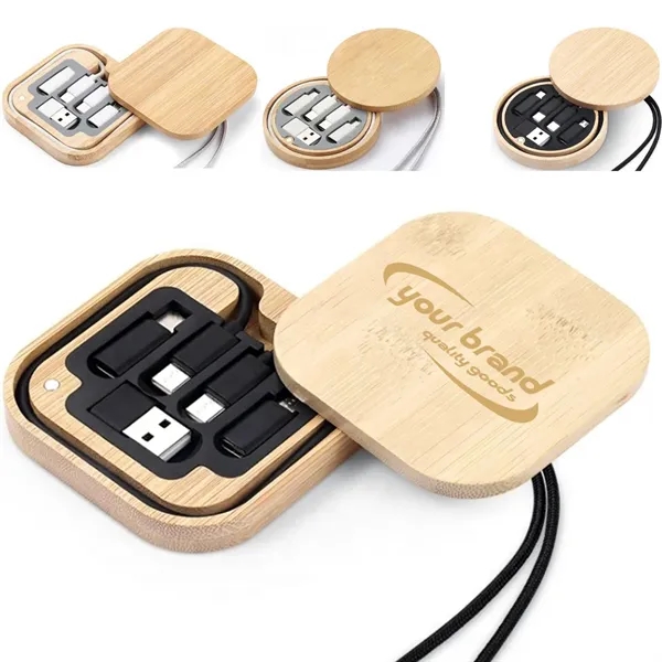 Custom Logo Wood Bamboo Charging Storage Portable Travel Kit - Custom Logo Wood Bamboo Charging Storage Portable Travel Kit - Image 0 of 5