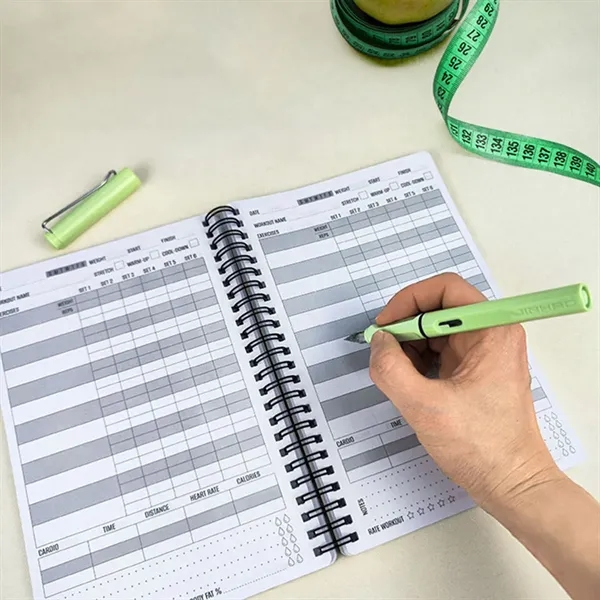 A5 Custom Spiral Bound Paper Fitness Journal Workout Planner - A5 Custom Spiral Bound Paper Fitness Journal Workout Planner - Image 3 of 3