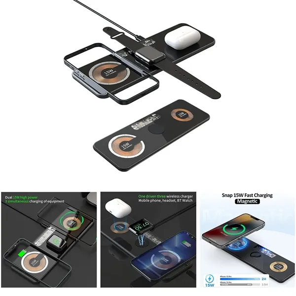 High-tech Style 3-in-1 Fast Wireless Charger Pad - High-tech Style 3-in-1 Fast Wireless Charger Pad - Image 1 of 3