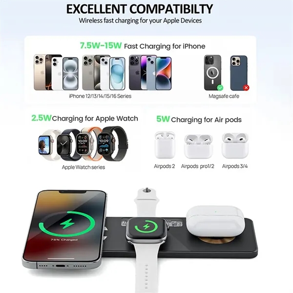 High-tech Style 3-in-1 Fast Wireless Charger Pad - High-tech Style 3-in-1 Fast Wireless Charger Pad - Image 2 of 3