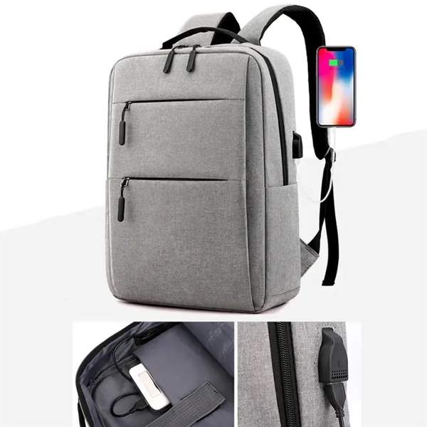15.6 Inch Durable Backpack Laptop Bag w/ USB Charging Port - 15.6 Inch Durable Backpack Laptop Bag w/ USB Charging Port - Image 4 of 7