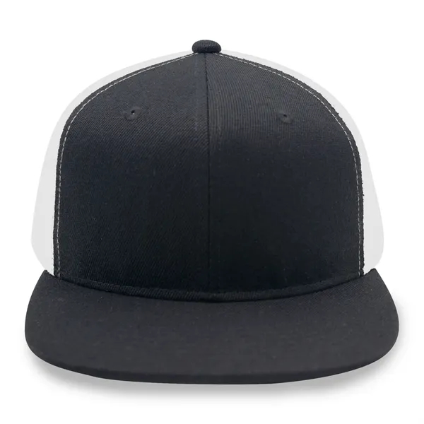 6 Panel Snapback Poly Twill Trucker Cap with Flat Bill - 6 Panel Snapback Poly Twill Trucker Cap with Flat Bill - Image 4 of 5