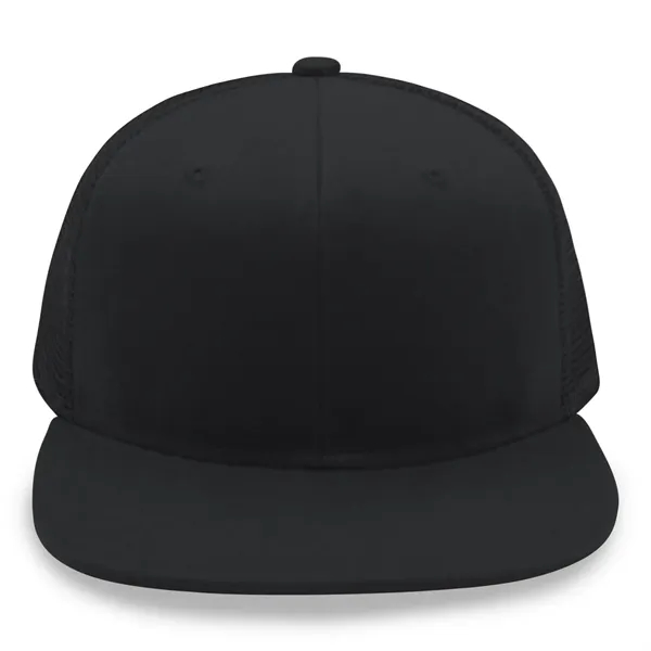 6 Panel Snapback Poly Twill Trucker Cap with Flat Bill - 6 Panel Snapback Poly Twill Trucker Cap with Flat Bill - Image 3 of 5