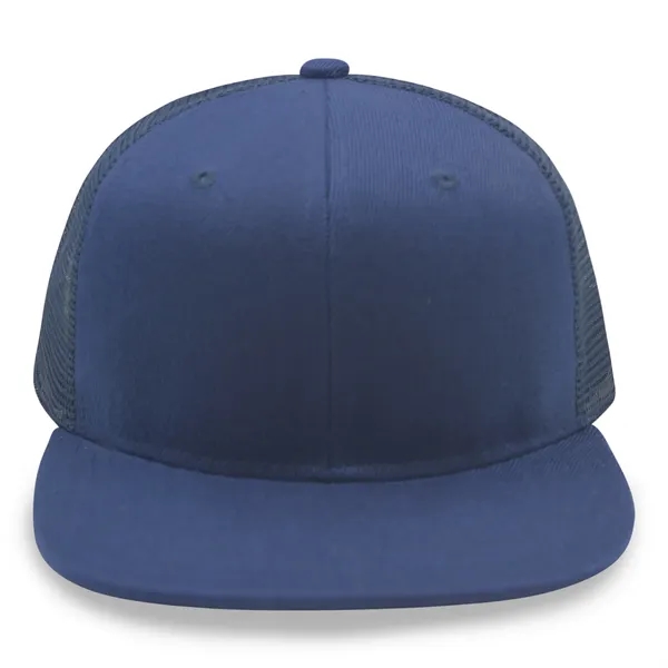 6 Panel Snapback Poly Twill Trucker Cap with Flat Bill - 6 Panel Snapback Poly Twill Trucker Cap with Flat Bill - Image 1 of 5