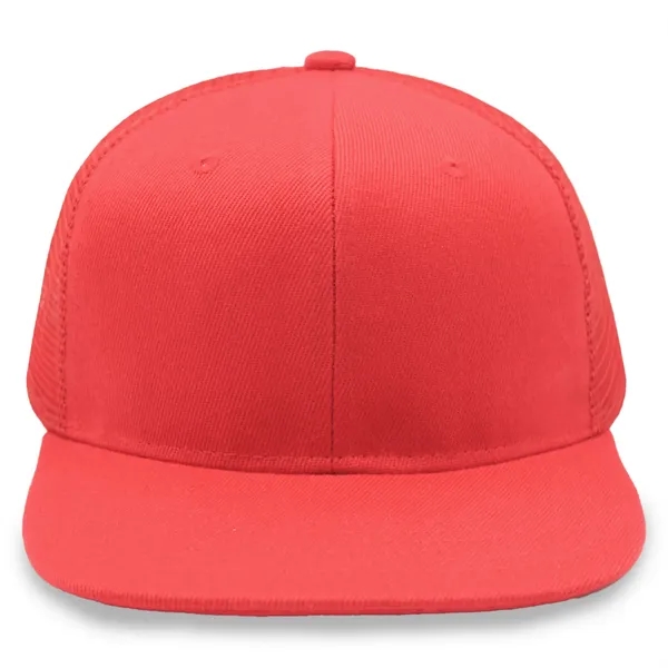 6 Panel Snapback Poly Twill Trucker Cap with Flat Bill - 6 Panel Snapback Poly Twill Trucker Cap with Flat Bill - Image 5 of 5