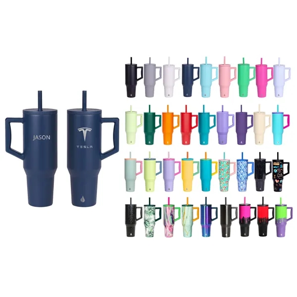 Elemental® 40oz Commuter Tumbler With Handle and Straws - Elemental® 40oz Commuter Tumbler With Handle and Straws - Image 0 of 41